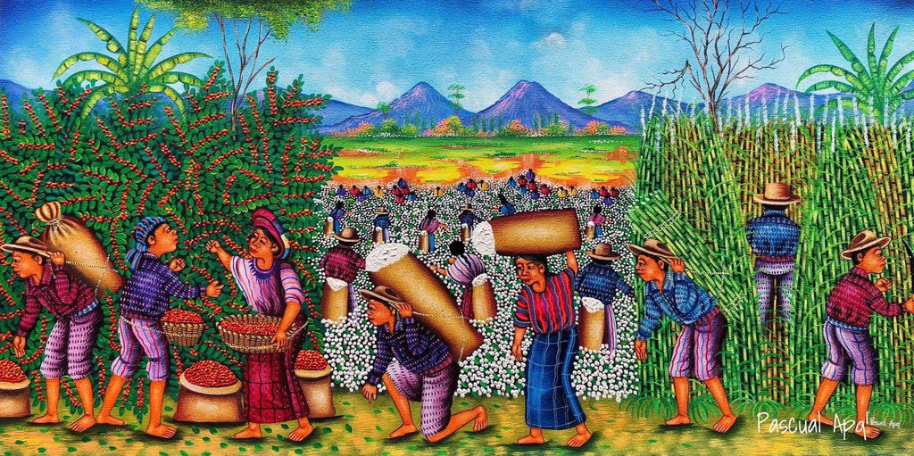 Harvest of cotton and coffee large painting