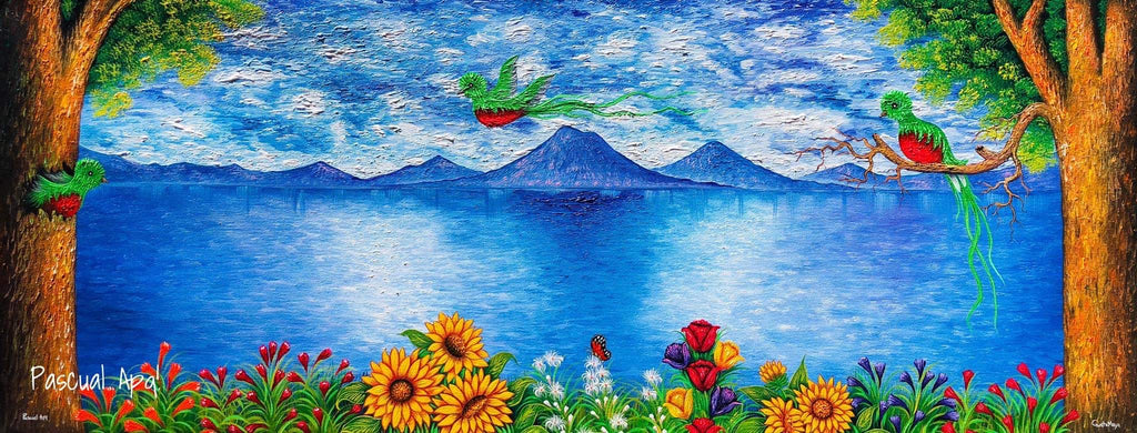 Guate Maya lake view XL painting