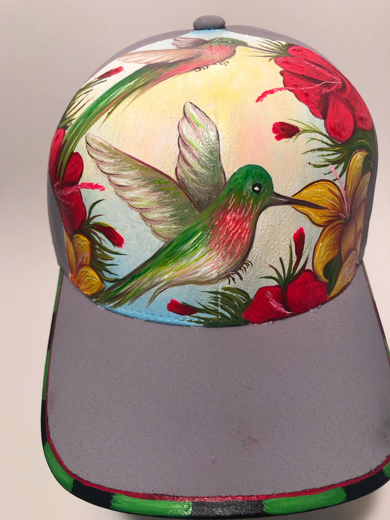 Quetzal bird painted hat