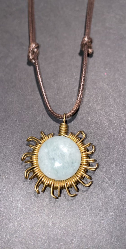 Handmade wire wrapped jade necklace