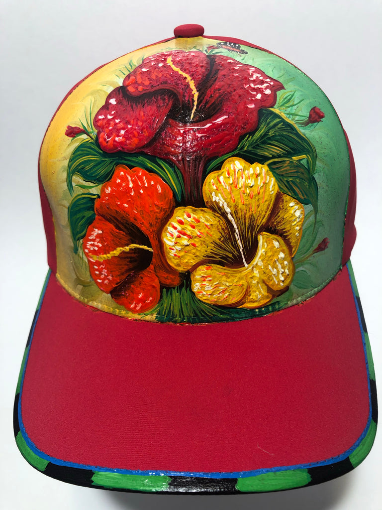 Flower painted hat