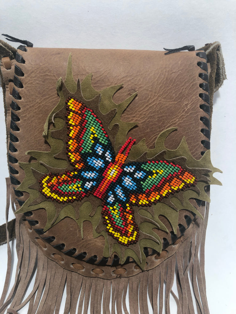 Handmade butterfly leather purse